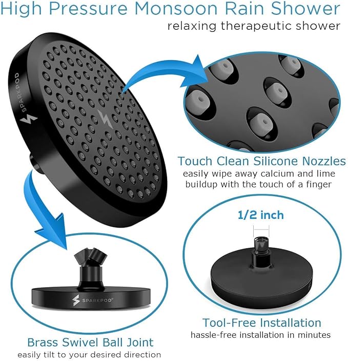 SparkPod™ High-Pressure Rainfall Shower Head